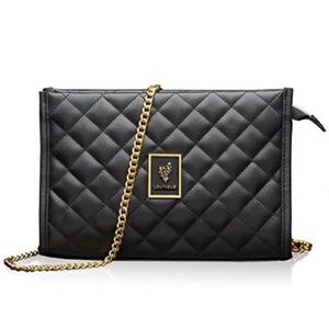 Younique quilted black purse with gold chain strap